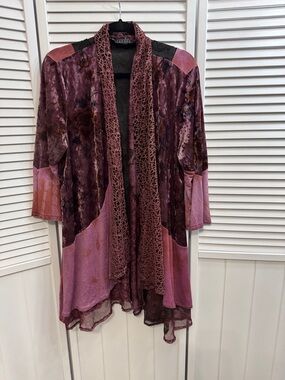 Boho Chic Mauve & Plum Open Cardigan - Unbranded